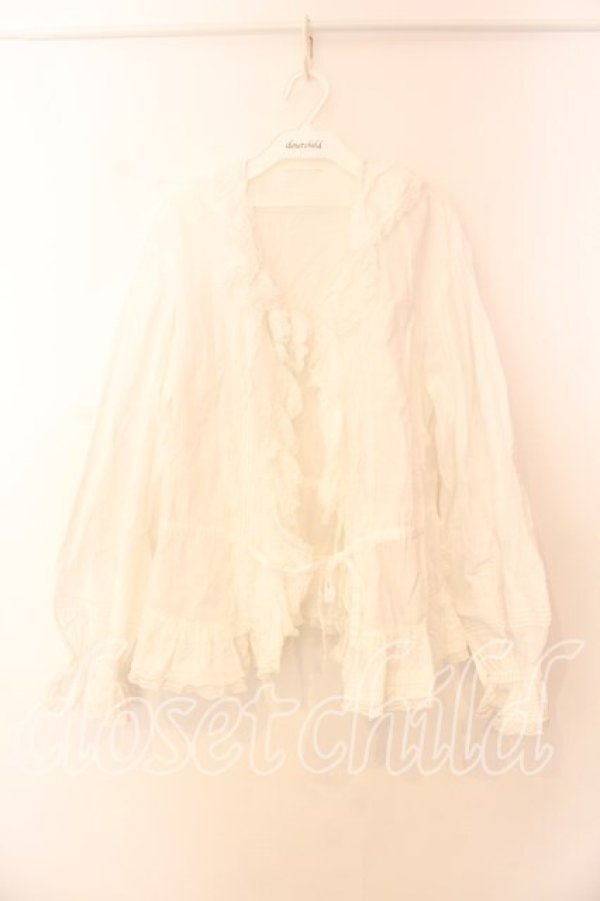 画像1: PINK HOUSE / タックフリルオーバーブラウス  シロ O-25-12-25-054-LO-BL-IG-OS (1)