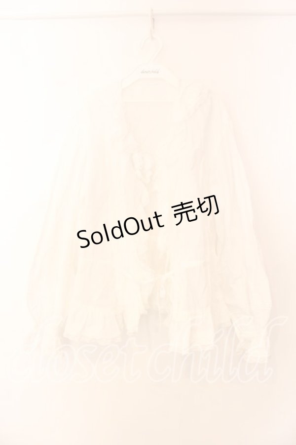 画像1: PINK HOUSE / タックフリルオーバーブラウス  シロ O-25-12-25-054-LO-BL-IG-ZT534 (1)