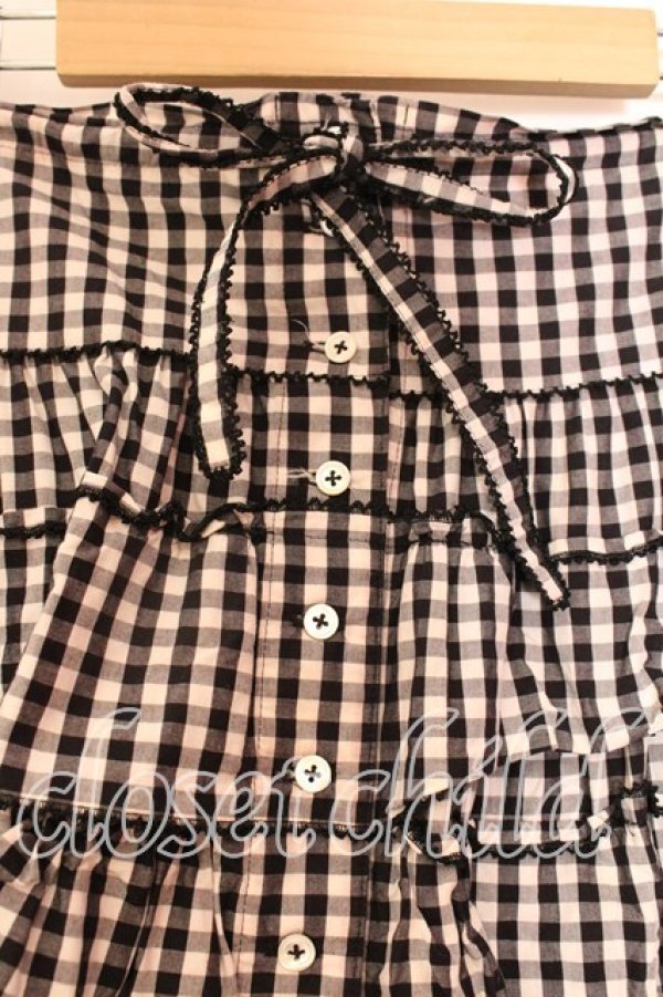 画像2: WONDERFUL WORLD / ギンガムティアードスカート【お直しあり】  クロ×シロ O-25-12-25-061-LO-SK-IG-OS (2)