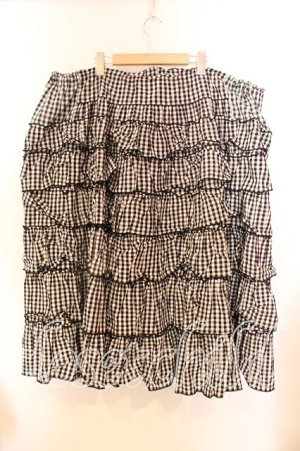 画像3: WONDERFUL WORLD / ギンガムティアードスカート【お直しあり】  クロ×シロ O-25-12-25-061-LO-SK-IG-OS (3)