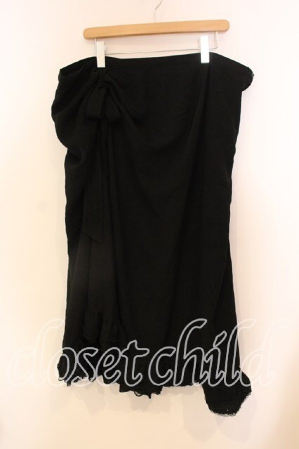 画像1: KANEKO ISAO / たくし上げリボン付き裾レースフリルスカート【お直しあり】  ブラック O-25-12-25-063-EL-SK-IG-OS (1)