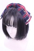 画像1: Angelic Pretty / Fancyタータンチェックカチューシャ  ネイビー×アカ O-25-12-25-1040-AP-AC-OW-OS (1)