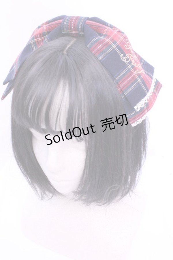 画像1: Angelic Pretty / Fancyタータンチェックカチューシャ  ネイビー×アカ O-25-12-25-1040-AP-AC-OW-OS (1)