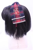 画像2: Angelic Pretty / Fancyタータンチェックカチューシャ  ネイビー×アカ O-25-12-25-1040-AP-AC-OW-OS (2)