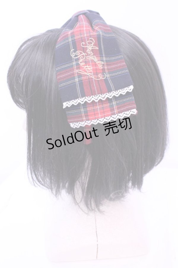 画像2: Angelic Pretty / Fancyタータンチェックカチューシャ  ネイビー×アカ O-25-12-25-1040-AP-AC-OW-OS (2)