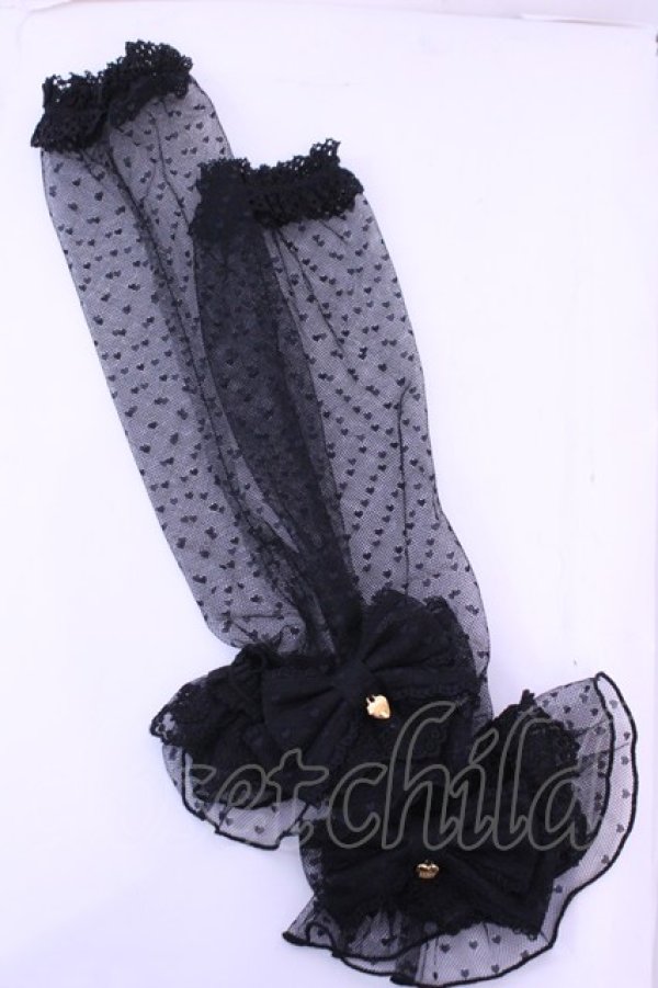 画像1: Angelic Pretty / ハートチュールPrincessアームウォーマー  クロ O-25-12-25-1045-AP-ZA-OW-OS (1)