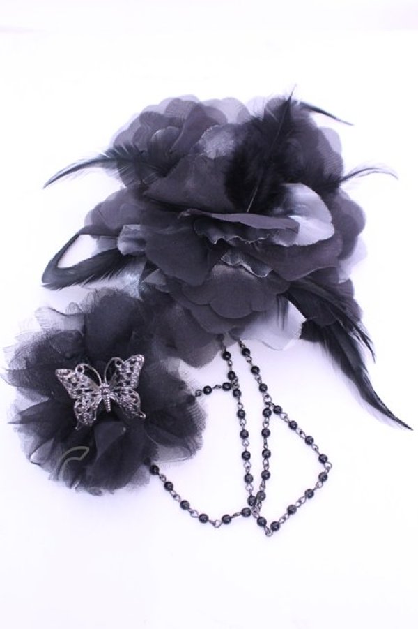 画像1: GOTHその他 / チェーン付きコサージュクリップ  ブラック O-25-12-25-1046-EL-AC-OW-OS (1)