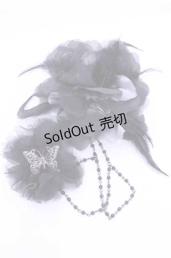 画像1: GOTHその他 / チェーン付きコサージュクリップ  ブラック O-25-12-25-1046-EL-AC-OW-ZT0110C (1)