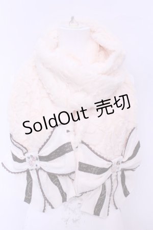 画像: axes femme / ファーBIGリボンマフラー  アイボリー O-25-12-25-1051-AX-ZA-IG-OS