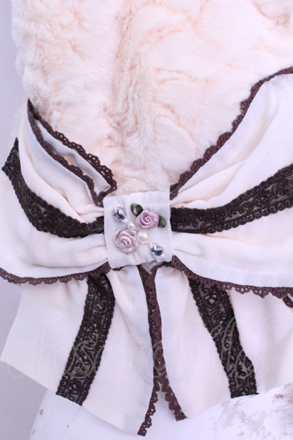 画像2: axes femme / ファーBIGリボンマフラー  アイボリー O-25-12-25-1051-AX-ZA-IG-OS (2)