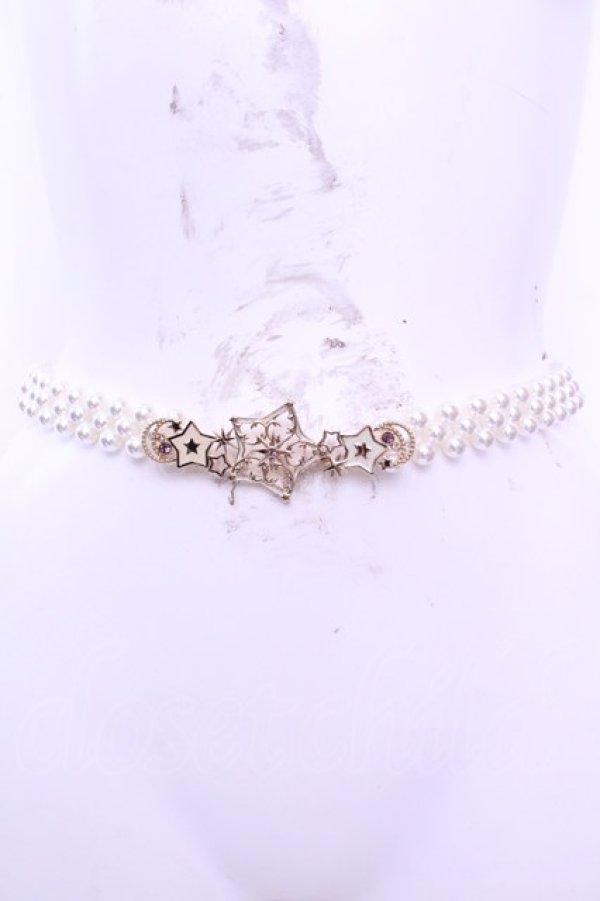 画像2: axes femme / スターライトパールゴムベルト  ゴールド×パール O-25-12-25-1054-AX-ZA-IG-OS (2)