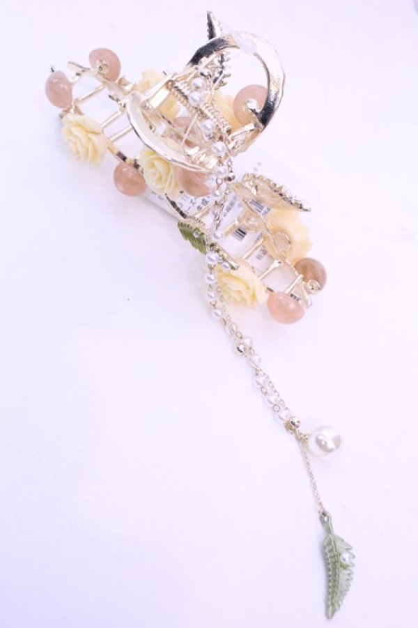 画像1: axes femme POETIQUE / ローズヘアークリップ  生成り O-25-12-25-1056-AX-AC-IG-OS (1)