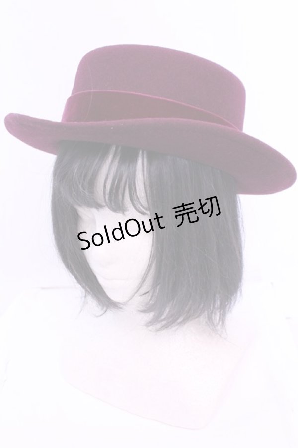 画像1: Jane Marple / Wool felt back ribbon hat　ハット  ワイン O-25-12-25-1067-JM-AC-OW-OS (1)