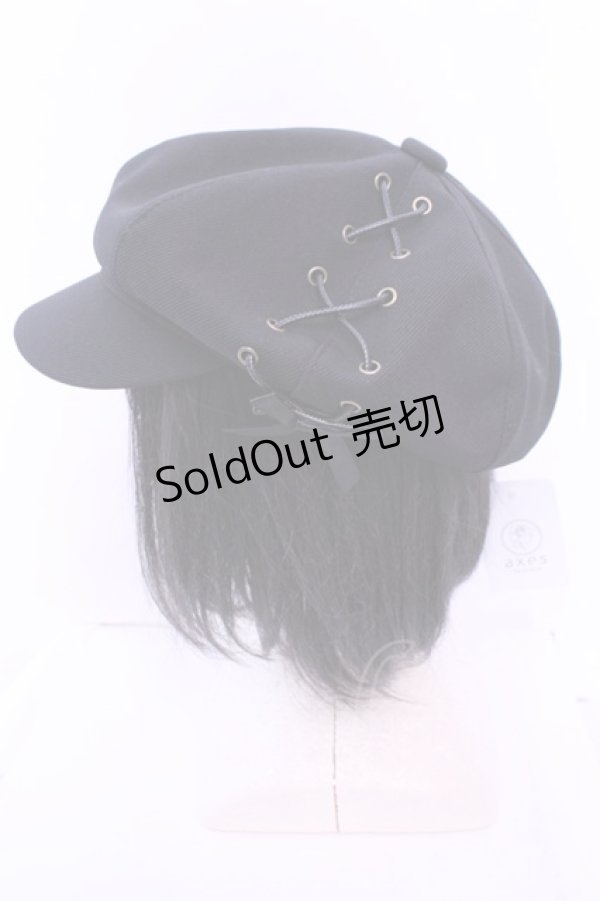 画像2: axes femme / サイド編み上げキャスケット Ｆ クロ O-25-12-25-1068-AX-AC-IG-OS (2)