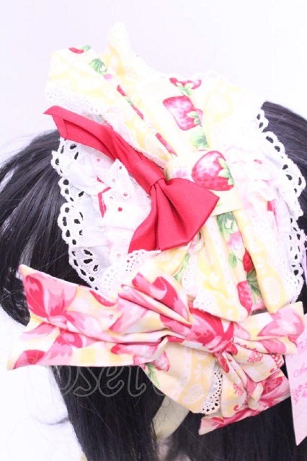 画像2: Angelic Pretty / スウィートリボンストロベリーキャノティエ  イエロー O-25-12-25-1011-AP-AC-IG-OS (2)