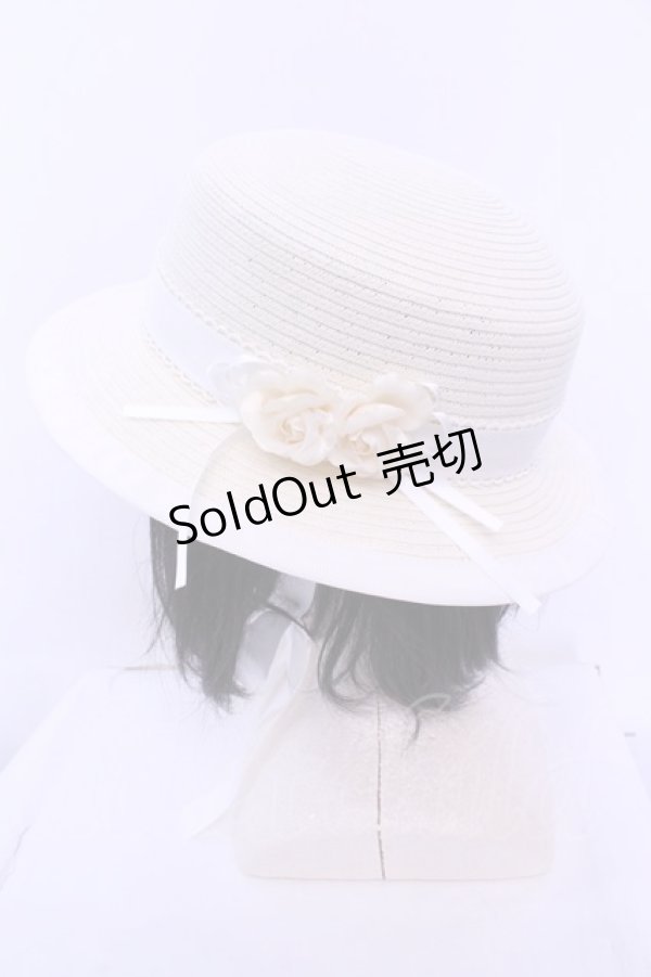 画像2: Innocent World / バラコサージュブレードハット  ナチュラル×オフシロ O-25-12-25-1002-IW-AC-IG-ZT087 (2)