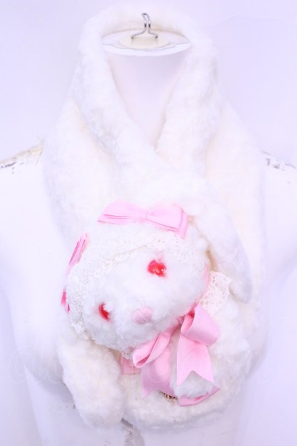 画像1: BABY,THE STARS SHINE BRIGHT / うさくみゃマフラー  シロ×ピンク O-25-12-25-1020-BA-BG-IG-OS (1)