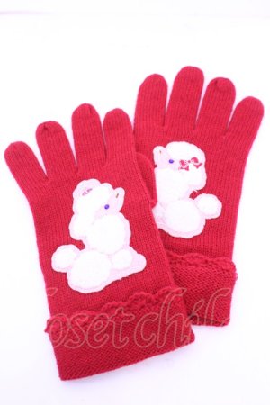 画像: BABY,THE STARS SHINE BRIGHT / /プードルワッペン付き手袋  アカ O-25-12-25-1025-BA-ZA-IG-OS