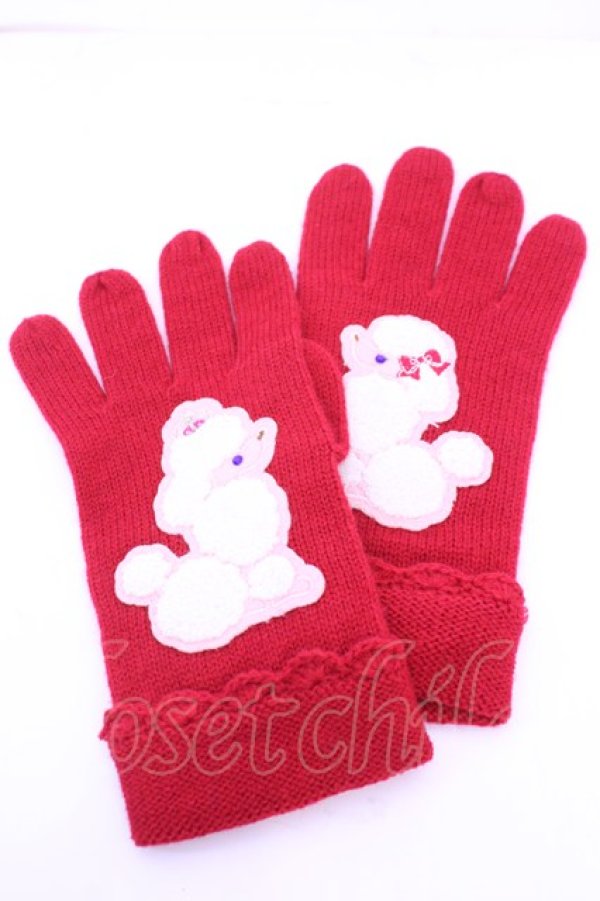 画像1: BABY,THE STARS SHINE BRIGHT / /プードルワッペン付き手袋  アカ O-25-12-25-1025-BA-ZA-IG-OS (1)