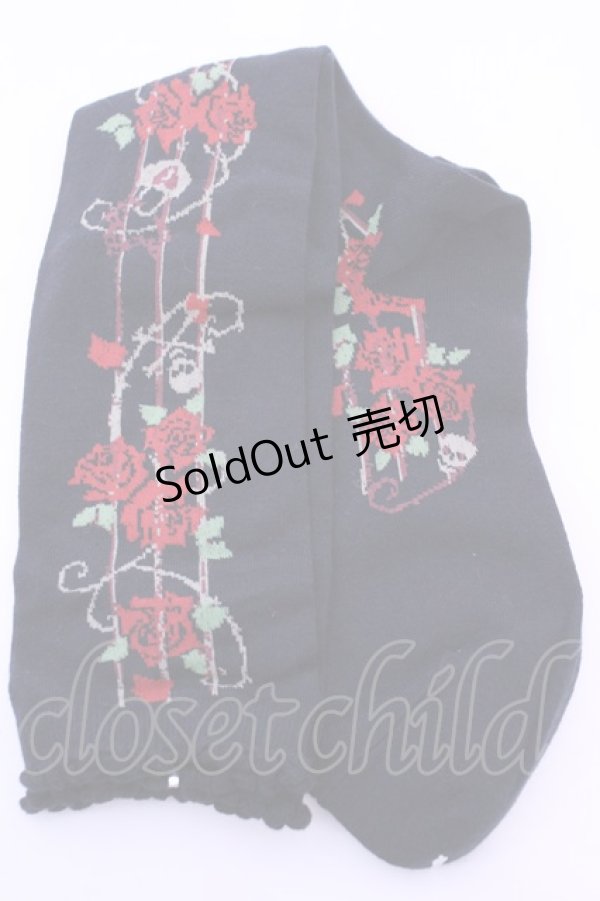 画像1: ALICE and the PIRATES / ローズジェイル柄ハイソックス  クロ×アカ O-25-12-25-1031-PA-ZA-IG-OS (1)