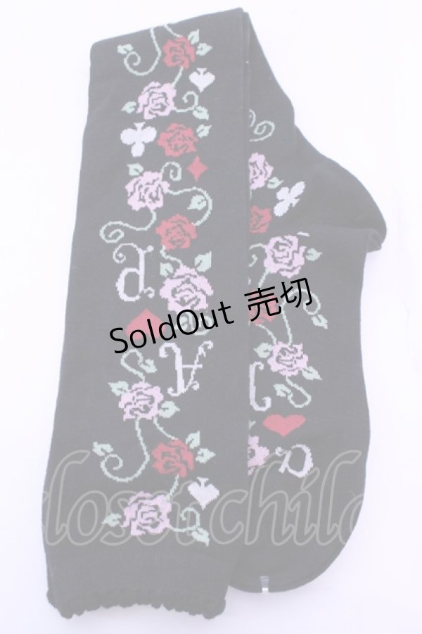 画像1: ALICE and the PIRATES / Hide-and-Seek with missin'Alice柄オーバーニーソックス  クロ O-25-12-25-1032-PA-ZA-IG-OS (1)