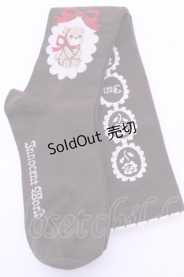 画像2: Innocent World / スイーツテディベアハイソックス  ブラウン O-25-12-25-1033-IW-ZA-IG-OS (2)