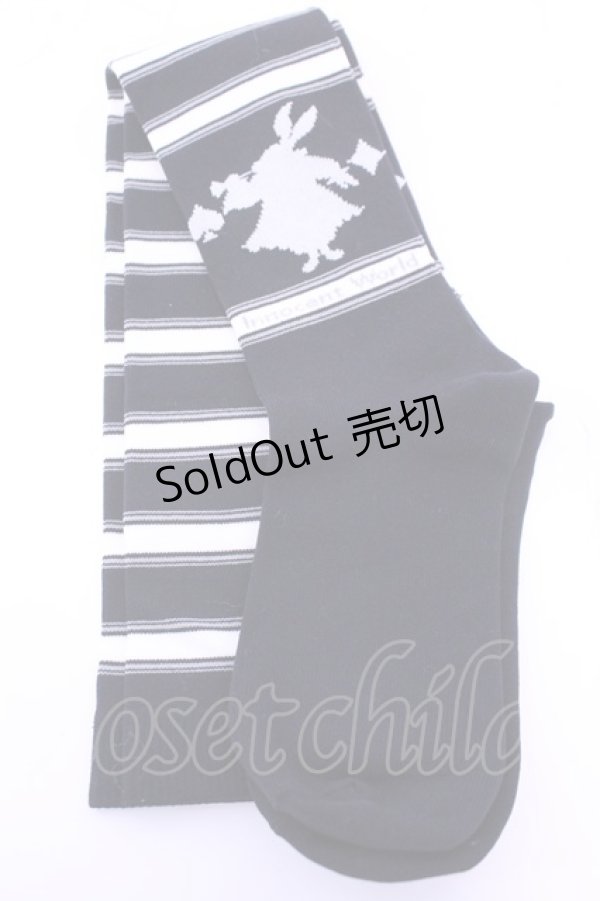 画像1: Innocent World / アリスボーダーオーバーニソックス  クロ×シロ O-25-12-25-1036-IW-ZA-IG-OS (1)