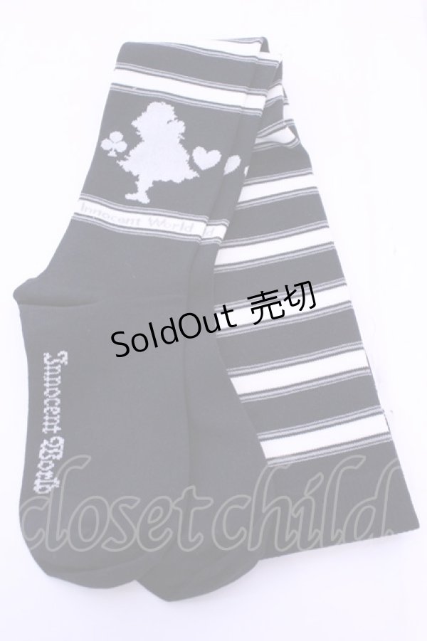 画像2: Innocent World / アリスボーダーオーバーニソックス  クロ×シロ O-25-12-25-1036-IW-ZA-IG-OS (2)