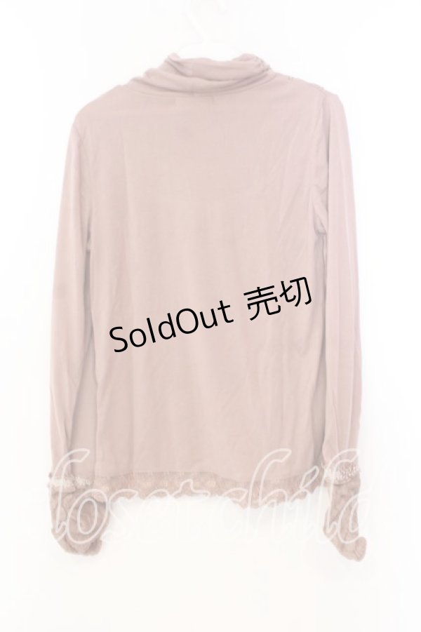 画像2: axes femme / ローズレースプチスタンドネックカットソー M ピンクベージュ O-25-12-25-001-AX-TO-IG-ZT234 (2)