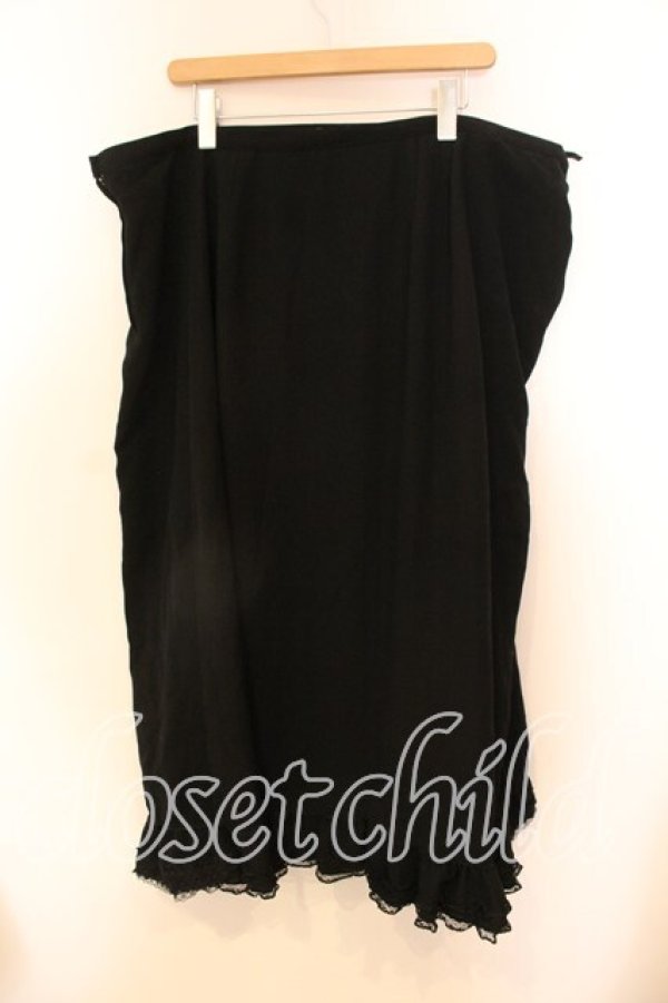 画像2: KANEKO ISAO / たくし上げリボン付き裾レースフリルスカート【お直しあり】  ブラック O-25-12-25-063-EL-SK-IG-OS (2)