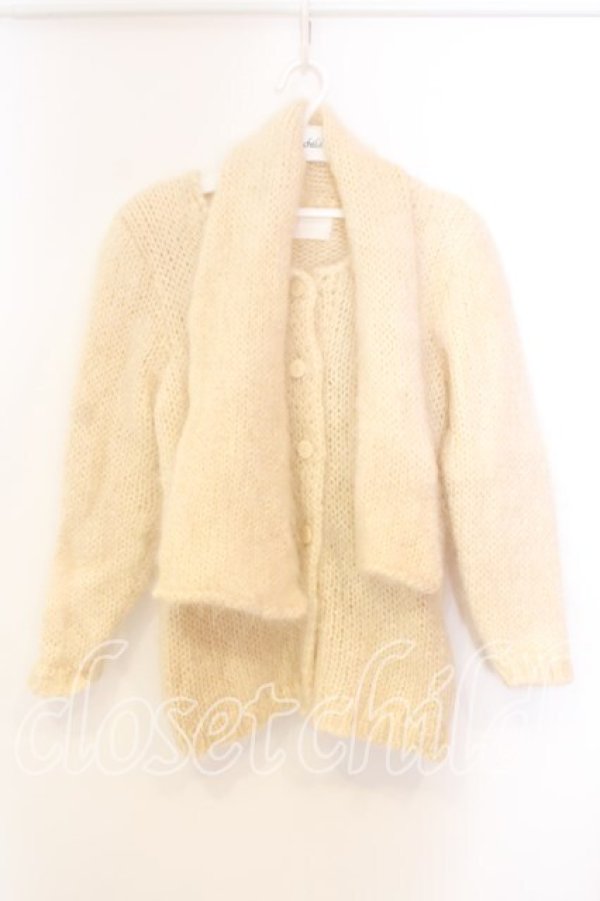 画像1: INGEBORG / モヘアストール風カーディガン  アイボリー O-25-12-25-066-LO-TO-IG-OS (1)