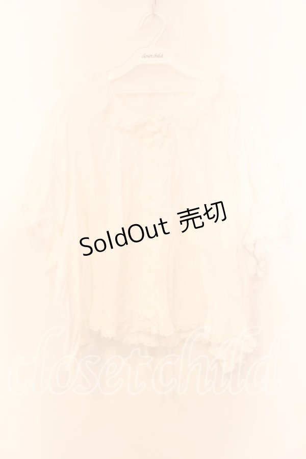 画像1: PINK HOUSE / タックフリルリボン半袖ブラウス【お直しあり】  シロ O-25-12-25-068-LO-BL-IG-ZT115 (1)