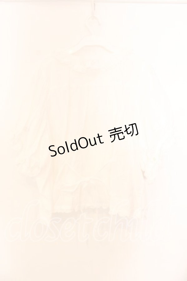 画像3: PINK HOUSE / タックフリルリボン半袖ブラウス【お直しあり】  シロ O-25-12-25-068-LO-BL-IG-ZT115 (3)