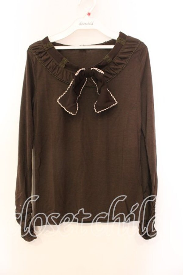 画像1: axes femme / シフォンリボンカットソー M ブラウン O-25-12-25-012-AX-TO-IG-OS (1)