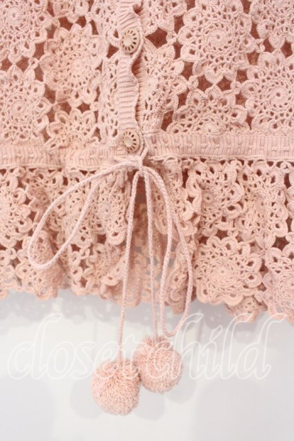 画像2: WONDERFUL WORLD / パッチワークかぎ編みベスト  ピンク O-25-12-25-078-LO-TO-IG-ZT116 (2)