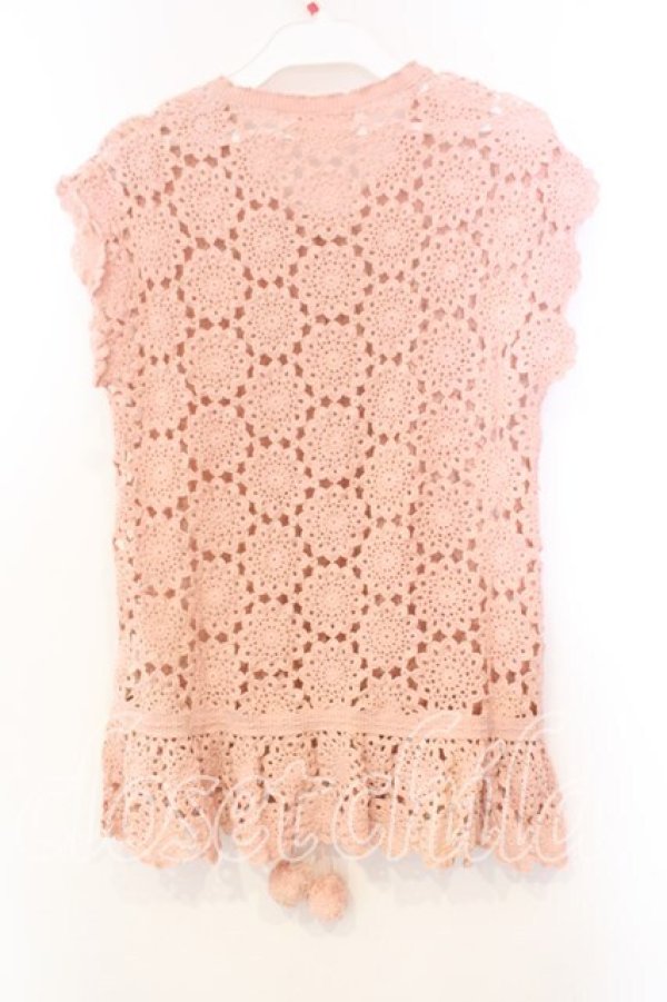 画像3: WONDERFUL WORLD / パッチワークかぎ編みベスト  ピンク O-25-12-25-078-LO-TO-IG-ZT116 (3)