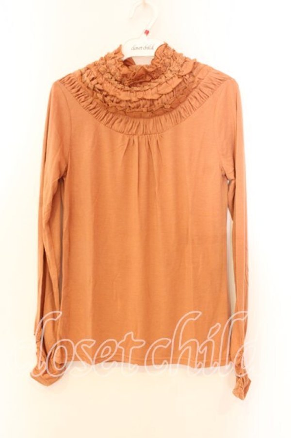 画像1: axes femme / ギャザーネックカットソー M オレンジ O-25-12-25-013-AX-TO-IG-OS (1)