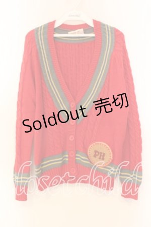画像: PINK HOUSE / ケーブル編みニットカーディガン  アカ O-25-12-25-083-LO-TO-IG-OS