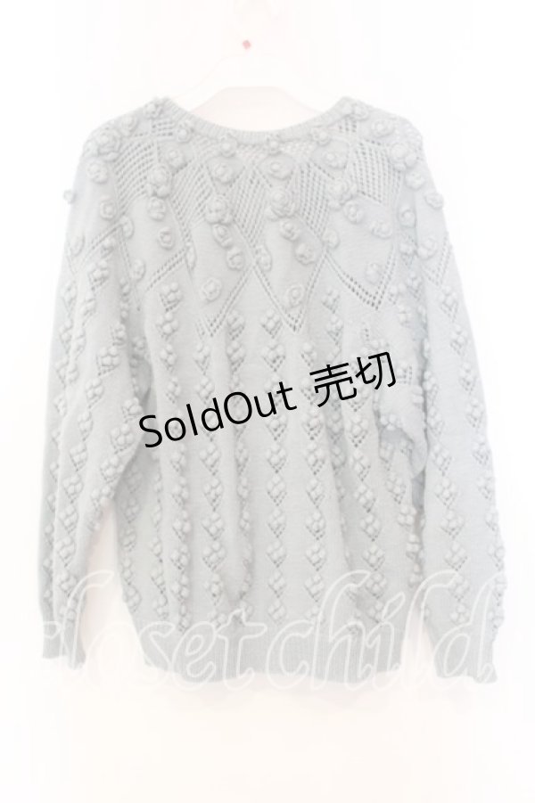 画像2: WONDERFUL WORLD / モチーフカーディガン  サックス O-25-12-25-086-LO-TO-IG-OS (2)