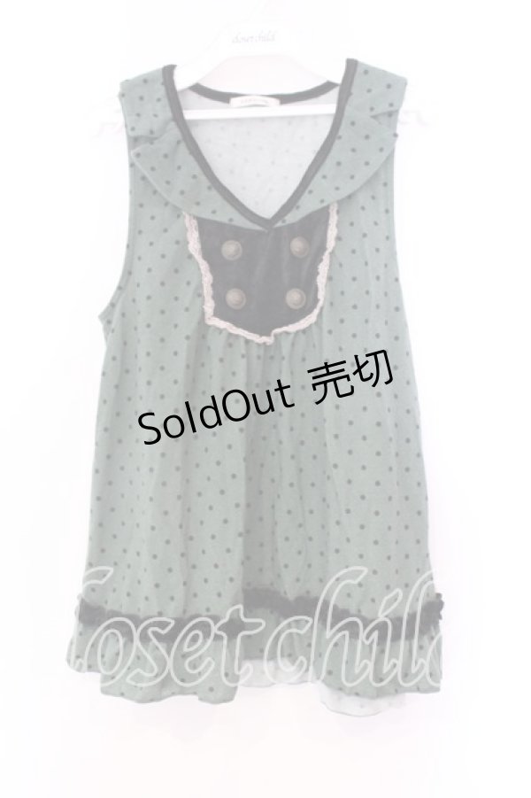 画像1: axes femme / ドット柄衿付アウターキャミ M グリーン O-25-12-25-002-AX-TO-IG-ZT230 (1)