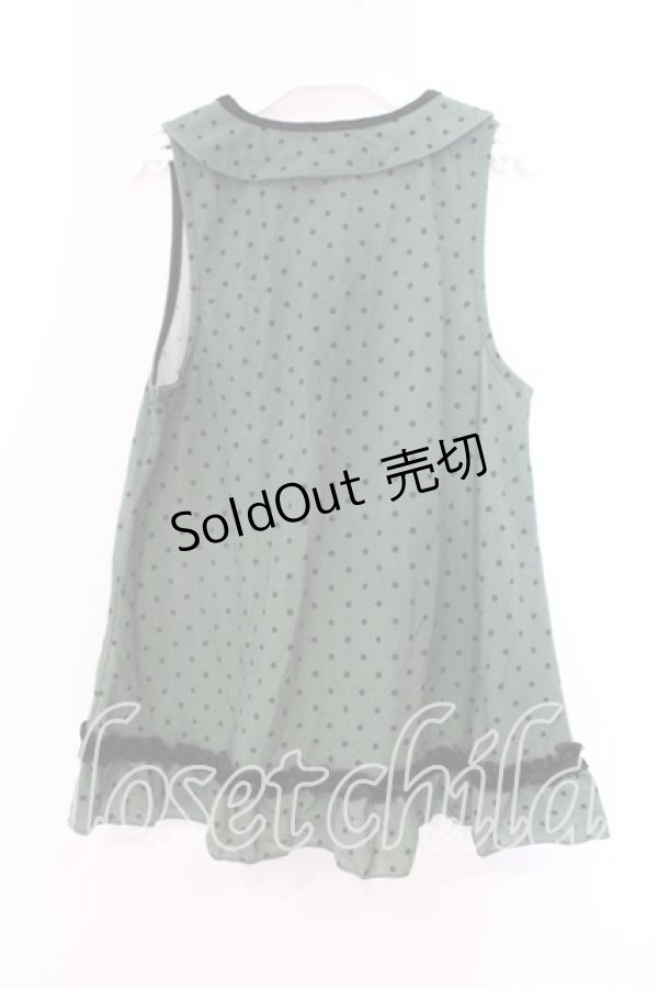 画像2: axes femme / ドット柄衿付アウターキャミ M グリーン O-25-12-25-002-AX-TO-IG-ZT230 (2)