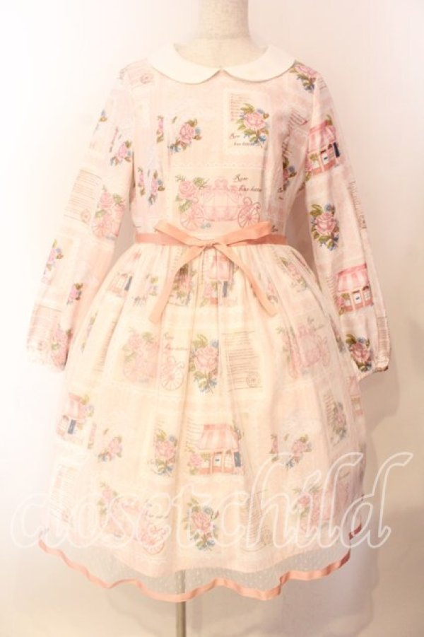 画像1: Cute.Q / ローズスタンプワンピース  ピンク O-25-12-25-029-EL-OP-IG-OS (1)