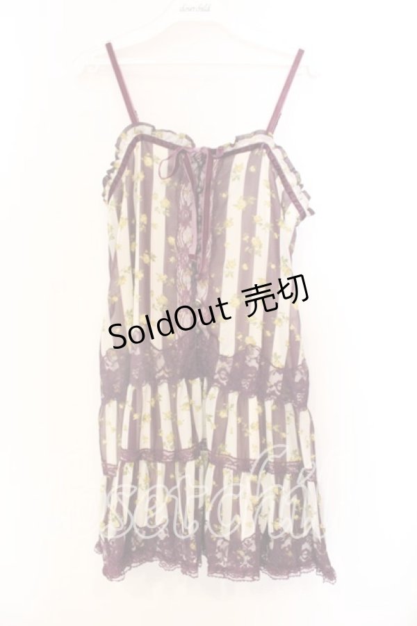 画像1: axes femme / ローズストライプキャミワンピース M パープル×アイボリー O-25-12-25-005-AX-OP-IG-OS (1)