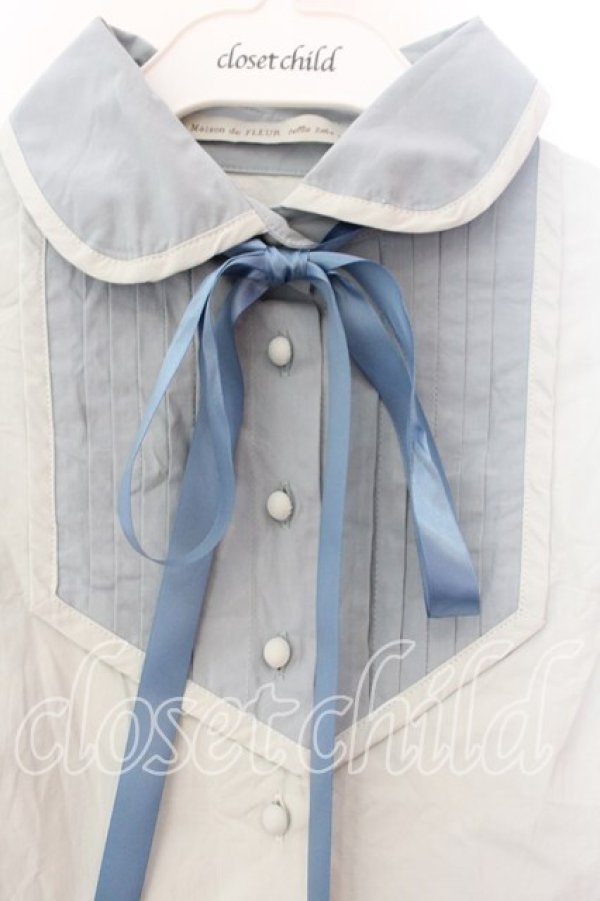 画像2: Maison de FLEUR Petite Robe canone / 袖切り替えブラウス S サックス O-25-12-25-035-EL-BL-IG-OS (2)