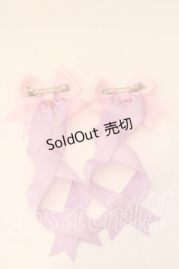 画像2: LOTUS ribbon / ツインテールリボンバレッタ  ラベンダー×ピンク チャーム O-25-12-26-048-EL-ZA-IG-OS (2)
