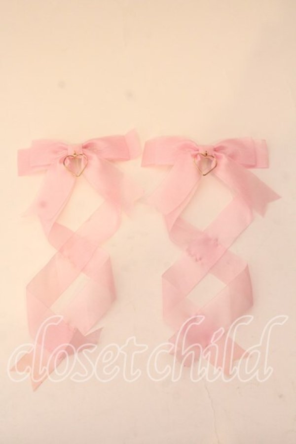 画像1: LOTUS ribbon / ツインテールリボンバレッタ  ピンク シースルー O-25-12-26-050-EL-ZA-IG-OS (1)