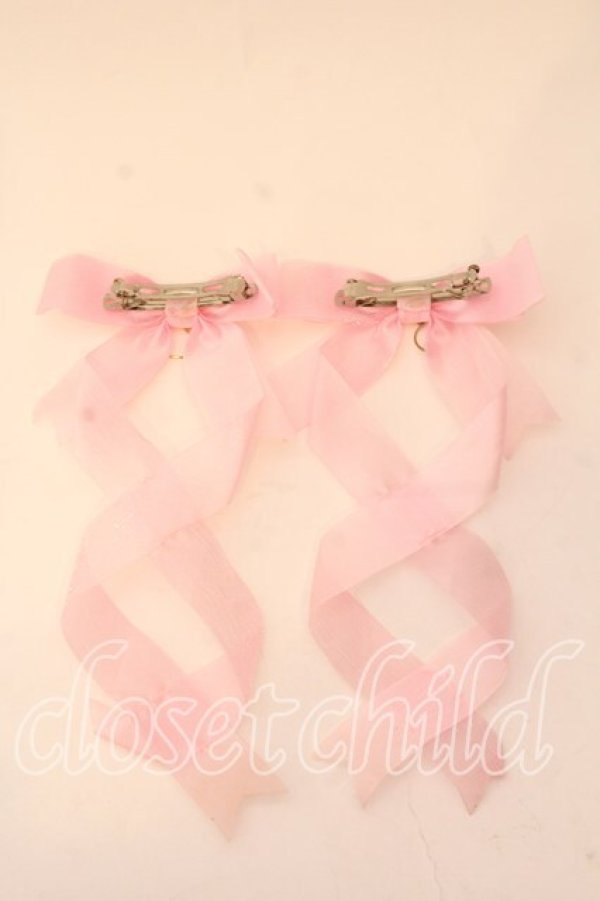 画像2: LOTUS ribbon / ツインテールリボンバレッタ  ピンク シースルー O-25-12-26-050-EL-ZA-IG-OS (2)