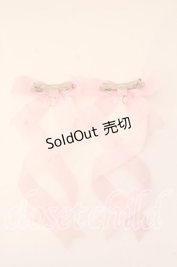 画像2: LOTUS ribbon / ツインテールリボンバレッタ  ピンク シースルー O-25-12-26-050-EL-ZA-IG-ZT432-F003 (2)