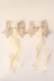 画像1: LOTUS ribbon / ツインテールリボンバレッタ  ベージュ ファー O-25-12-26-053-EL-ZA-IG-OS (1)