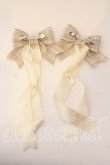 画像2: LOTUS ribbon / ツインテールリボンバレッタ  ベージュ ファー O-25-12-26-053-EL-ZA-IG-OS (2)